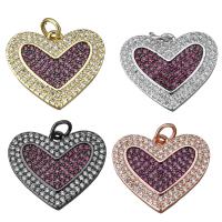 Brass Heart Pendants, plated, micro pave cubic zirconia Approx 3.5mm 