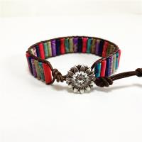 Cuero de PU Pulsera, con Piedras preciosas, unisexo, multicolor, 170mm, longitud:aproximado 9.85 Inch, Vendido por Sarta