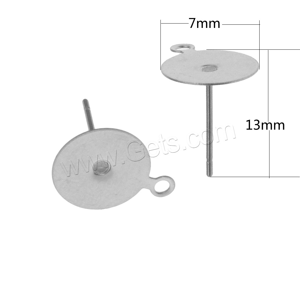 Stainless Steel Earring Stud Component, different size for choice, original color, Sold By PC