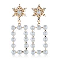 Boucle d'oreille en alliage de zinc en plastique perle, avec perle de plastique, Placage, bijoux de mode & pour femme & avec strass, Or Vendu par paire