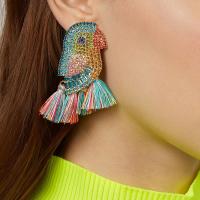 Boucle d'oreille de zinc alliage strass goutte, alliage de zinc, avec Paillettes & Fil de coton & résine, oiseau, Placage, Style bohème & styles différents pour le choix & pour femme & avec strass Vendu par paire