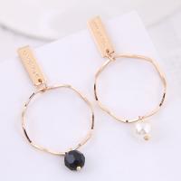 Zinc Alloy Asymmetric Earrings, with Acrylic, stainless steel post pin, gold color plated, for woman, 50*28mm 