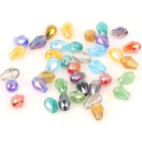 Glas Perle, Tropfen, bunte Farbe plattiert, keine, 4x6mm, Bohrung:ca. 1mm, ca. 70PCs/Tasche, verkauft von Tasche