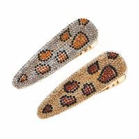 Clips de pico, aleación de zinc, chapado, Joyería & para mujer & con diamantes de imitación & patrón de leopardo, más colores para la opción, 80x25mm, Vendido por UD