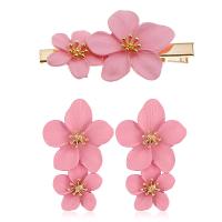 Fashion Zinc Alloy Jewelry Sets, hair clip & earring, Flower, plated, fashion jewelry & for woman 60mm*32mm,50mm*33mm 