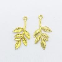 Colgantes de Aleación de Zinc en Forma Hoja, chapado en color dorado, 30x14x2mm, agujero:aproximado 1mm, 100PCs/Bolsa, Vendido por Bolsa