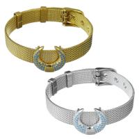 Stainless Steel Chain Bracelets, with Brass, plated, Unisex & mesh chain & micro pave cubic zirconia 10mm Approx 8.5 Inch 