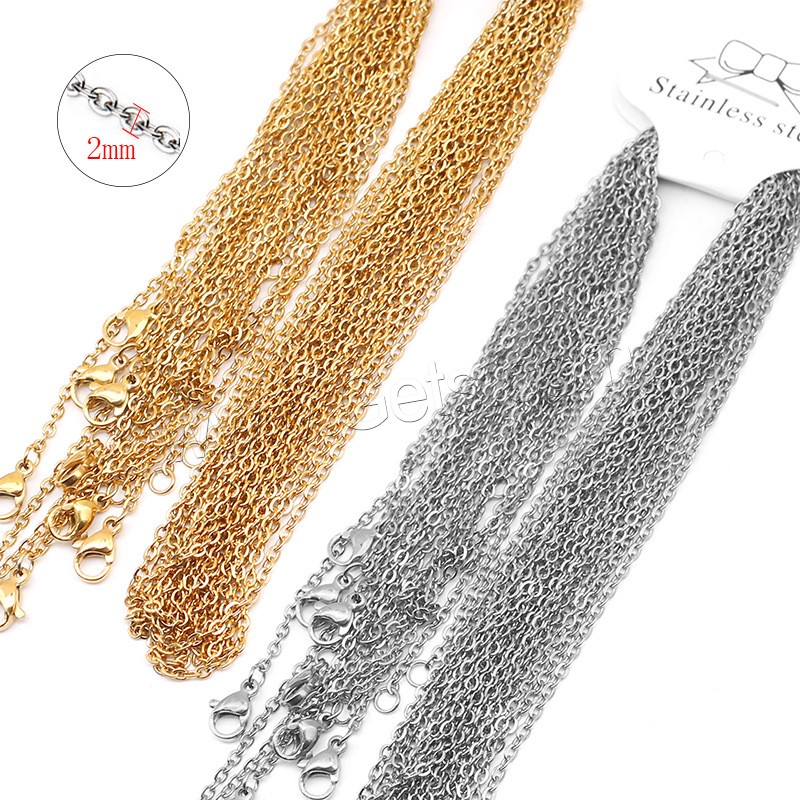 Stainless Steel Chain Jewelry, plated, fashion jewelry & Unisex & different size for choice, more colors for choice, Length:Approx 19.6 Inch, 10PCs/Bag, Sold By Bag