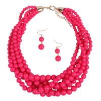 perle de plastique parure de bijoux, boucle d'oreille & collier, avec 80mm chaînes de rallonge, bijoux de mode & pour femme, plus de couleurs à choisir Environ 18 pouce, Vendu par brin