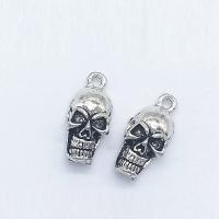 Colgantes de Aleación de Zinc en Forma Calavera, chapado en color de plata antigua, 21x10x7mm, agujero:aproximado 2mm, 100PCs/Bolsa, Vendido por Bolsa