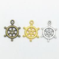 Zinc Alloy Ship Wheel & Anchor Pendentif, alliage de zinc, roue de bateau, Placage, creux, plus de couleurs à choisir Environ 1mm Vendu par sac