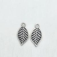 Colgantes de Aleación de Zinc en Forma Hoja, chapado en color de plata antigua, 19x10x1.8mm, agujero:aproximado 1mm, 100PCs/Bolsa, Vendido por Bolsa