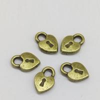 Zinklegierung Türschloss Anhänger, antike Bronzefarbe plattiert, 14x10x4mm, Bohrung:ca. 2mm, 100PCs/Tasche, verkauft von Tasche