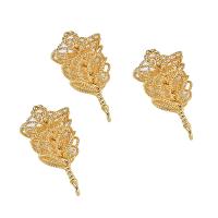 Pendentifs creux en laiton, fleur, Plaqué d'or, 13.7*25.7mm, Vendu par PC