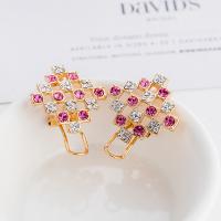 Zinc Alloy Rhinestone Stud Earring, gold color plated, for woman & with rhinestone 20*20mm 