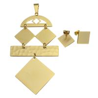 Fashion Stainless Steel Jewelry Sets, Stud Earring & pendant, gold color plated, for woman  Approx 