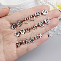 aleación de zinc Stud aretes, chapado, nueve piezas & para mujer, 5mm,7mm,8mm,7.5mm,9mm, 9/Set, Vendido por Set