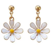 boucle d'oreille de goutte en Zinc Alloy et Émail  , alliage de zinc, fleur, Placage de couleur d'or, styles différents pour le choix & pour femme & émail, blanc Vendu par paire