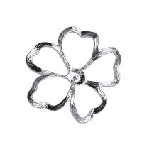 Brass Earring Stud Component, Flower, platinum plated, DIY, 22*23.5mm 