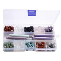 Naturstein Perle, mit Stoff, plattiert, umweltfreundliches Paket, gemischte Farben, 8-12mm,66mm, verkauft von Box