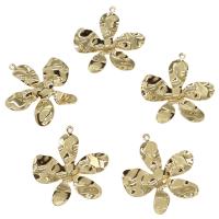 Pendentifs en laiton de fleur, Placage de couleur d'or, protéger l'environnement, sans nickel, plomb et cadmium Environ 2mm, Environ Vendu par sac