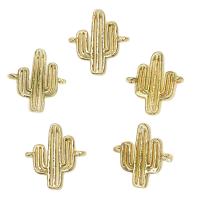 Messing Anhänger Verbinder, Opuntia Stricta, goldfarben plattiert, 1/1-Schleife, 13x13mm, Bohrung:ca. 1mm, ca. 100PCs/Tasche, verkauft von Tasche