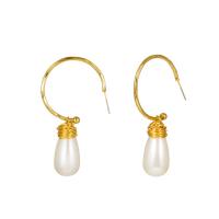 Zinc Alloy Drop Earring, with ABS Plastic Pearl, gold color plated, for woman 