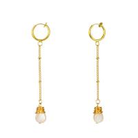 Zinc Alloy Huggie Hoop Drop Earring, with ABS Plastic Pearl, gold color plated, Korean style & for woman 