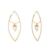 Zinc Alloy Leverback Earring, with ABS Plastic Pearl, gold color plated, for woman 