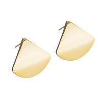 Brass Earring Stud Component, real gold plated, DIY & with loop, 20.8*23.05mm 