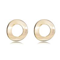 Brass Earring Stud Component, Donut, real gold plated, DIY & with loop & hollow, 18*18mm 