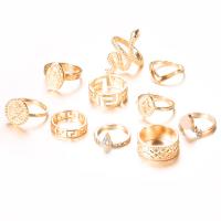 Zink-Legierung Ring Set, Zinklegierung, vergoldet, Modeschmuck & unisex & mit Strass, 10PCs/setzen, verkauft von setzen