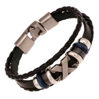 PO Leder Armband, mit Zinklegierung, plattiert, Modeschmuck & unisex, keine, Länge:7.8 ZollInch, verkauft von Strang