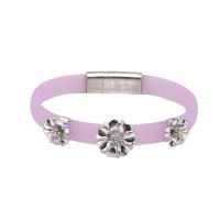 Moda pulseras de la aleación de Zinc, con silicona, chapado en color de plata, Joyería & para mujer, Rosado, longitud:7.5 Inch, Vendido por Sarta