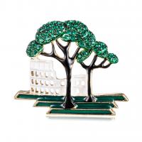 Rhinestone Zinc Alloy Brooch, with enamel, for woman & with rhinestone, green 