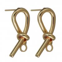 Brass Earring Stud Component, gold color plated, high quality plated & with loop 0.8mm Approx 2.5mm 