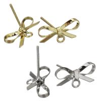 Brass Earring Stud Component, Bowknot, high quality plated & with loop 0.8mm Approx 1.5mm 