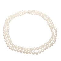 Collier en perles d'eau douce Pull, perle d'eau douce cultivée, pomme de terre, naturel, pour femme, blanc Environ 34.6 pouce, Vendu par brin