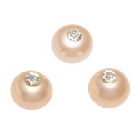 Perles nacres de culture d'eau douce demi percées , perle d'eau douce cultivée, Rond, naturel, avec strass & semi-foré, rose, 6.5-7mm Environ 0.8mm, Environ Vendu par sac