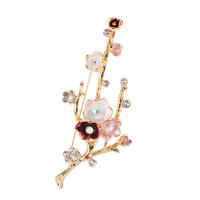 真鍮のラインス トーン ブローチ, 銅, 梅の花, ゴールドメッキ, 女性用 & ライン石のある, 72*32mm, 売り手 パソコン