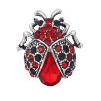 Rhinestone Zinc Alloy Brooch, Ladybug, platinum color plated, for woman & with rhinestone, 26*23mm 