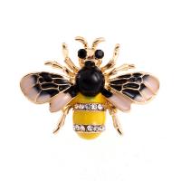 Rhinestone Zinc Alloy Brooch, Bee, gold color plated, for woman & enamel & with rhinestone, 25*35mm 