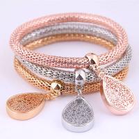 Zinc bracelets en strass en alliage , alliage de zinc, Placage, trois pièces & styles différents pour le choix & pour femme & avec strass, protéger l'environnement, sans nickel, plomb et cadmium, 170mm, Vendu par fixé