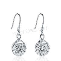 Cubic Zirconia Micro Pave Sterling Silver Earring, 925 Sterling Silver, polished, micro pave cubic zirconia & for woman, silver color  1.5mm 