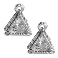 pendentifs en Zirconite cubique (CZ) et alliage de zinc, avec zircon cubique, triangle, Placage de couleur argentée Environ 1.5mm, Vendu par paire