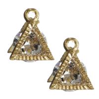 pendentifs en Zirconite cubique (CZ) et alliage de zinc, avec zircon cubique, triangle, Placage de couleur d'or Environ 1.5mm, Vendu par paire