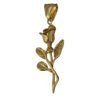 Edelstahl Blume Anhänger, Rose, goldfarben plattiert, 15x41x7mm, Bohrung:ca. 4.5x7.5mm, verkauft von PC