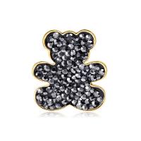 Zinc Alloy Jewelry Brooch, Bear, gold color plated, for woman & with rhinestone 24*22mm 