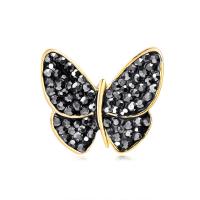 Rhinestone Zinc Alloy Brooch, Butterfly, gold color plated, for woman & with rhinestone 32*32mm 