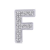 Rhinestone Zinc Alloy Brooch, Letter F, plated, for woman & with rhinestone 28*17mm 